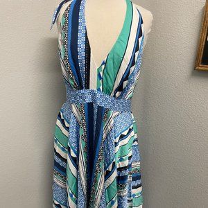 Victoria's Secret Halter Satin Slip Dress Open Back blue 14